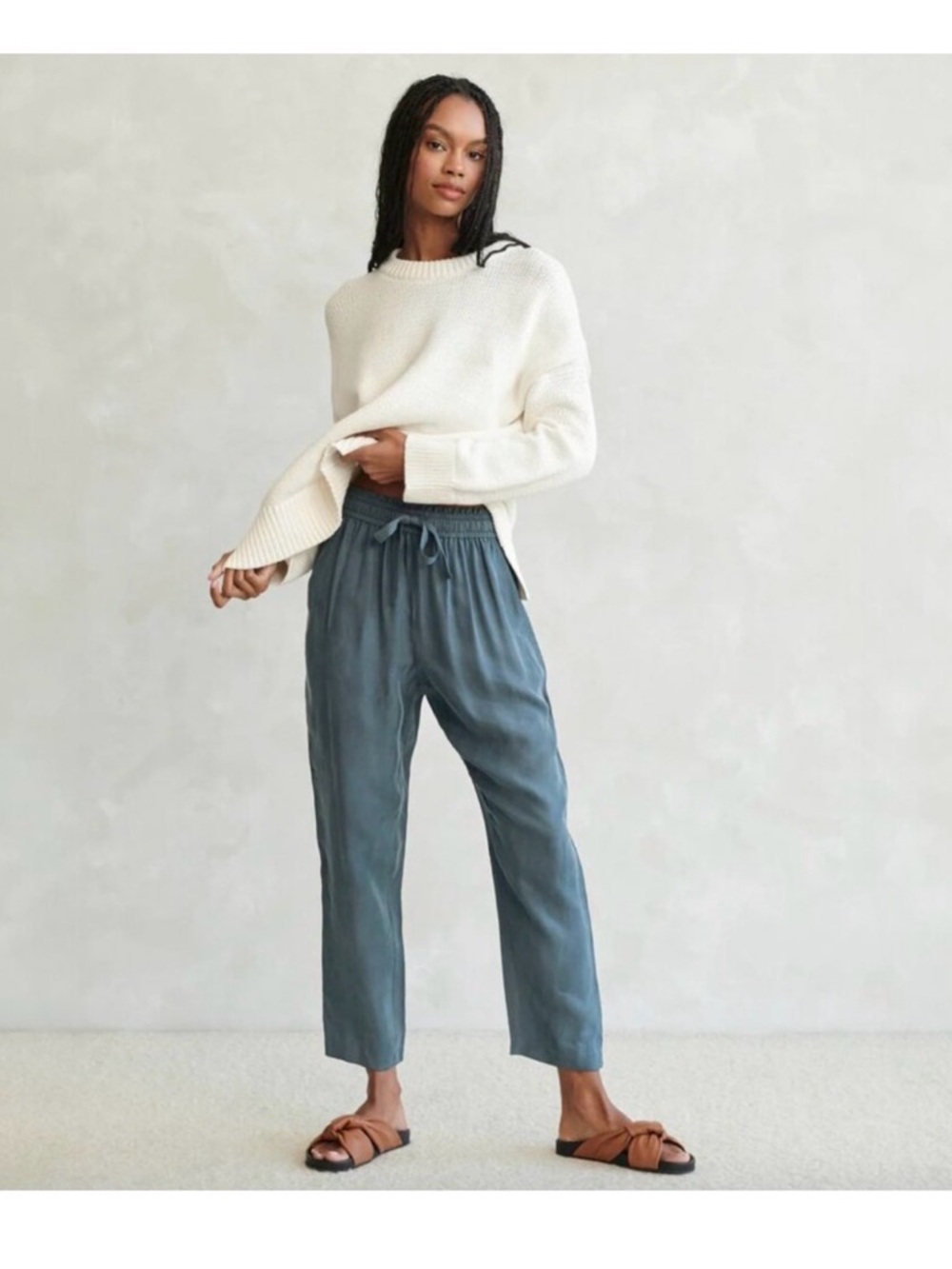 Jenni Kayne Slate Blue Cropped Drawstring Pants